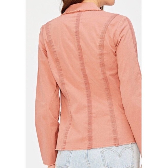 XCVI Wearables Raw Edge Poplin Lightweight Safari Jacket Bellini Pink Small - Picture 3 of 10